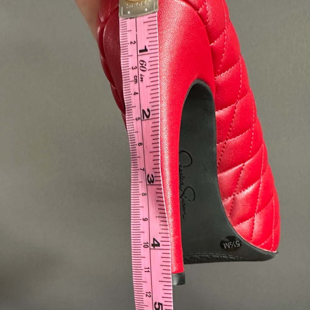 Jessica Simpson Parish7 Red Quilted Platform High Heels Pumps Sz 5.5 🍒 - Picture 12 of 15